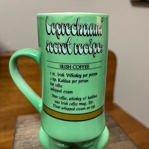 Vintage Irish coffee footed Mug leprechaun secret recipe made by Ernesto Japan